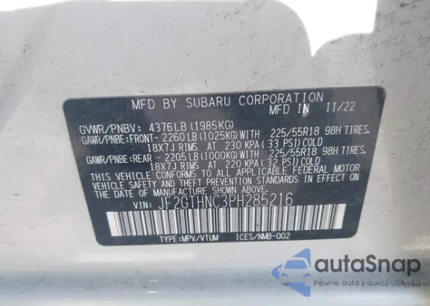 2023 Subaru Crosstrek Limited из США, поврежденный, VIN JF2GTHNC3PH285216